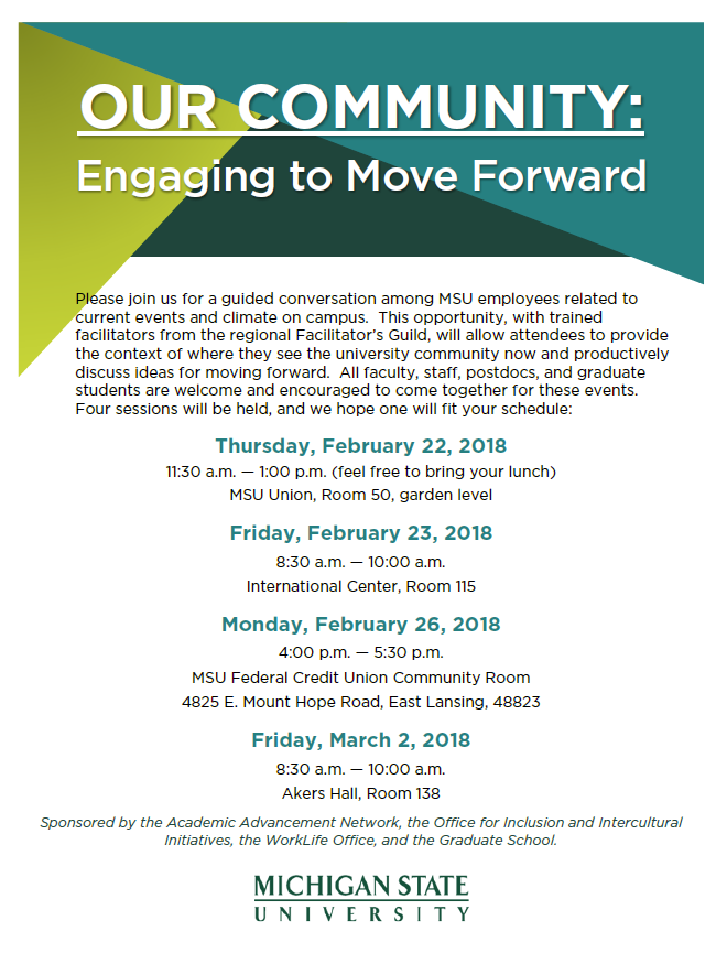 Our Community: Engaging to Move Forward flyer