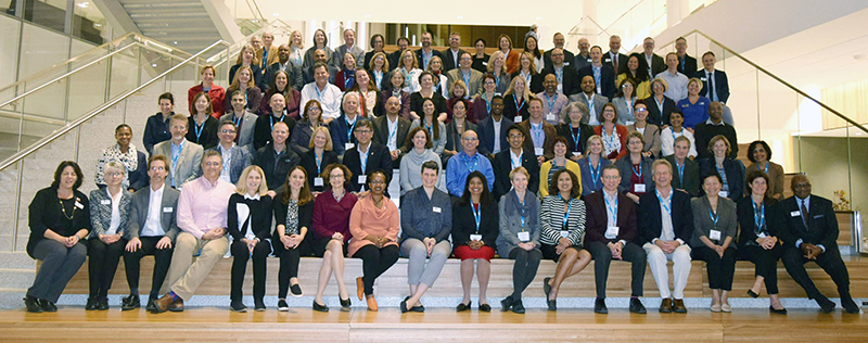 Large group photo of attendees at the summer Big Ten Academic Alliance seminar in MSU College of Business
