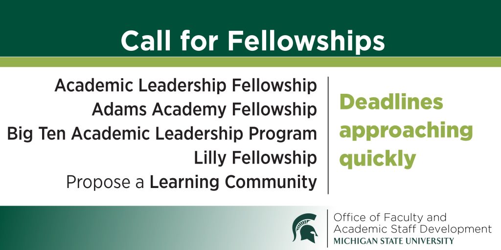 graphic image with text - call for fellowship deadline quickly approaching