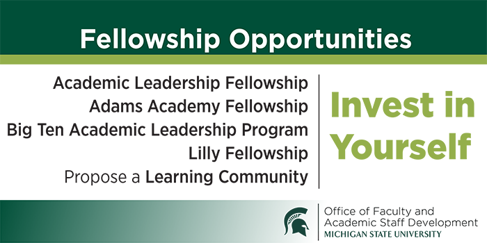 graphic that states "invest in yourself" with a list of fellowship programs